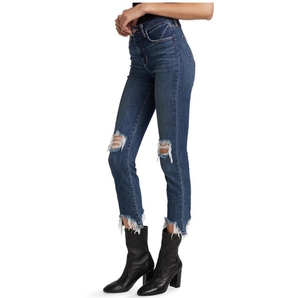 BOGO! L'AGENCE High Line High-Rise Distressed Jeans Raw Hem Vintage Destruct 28